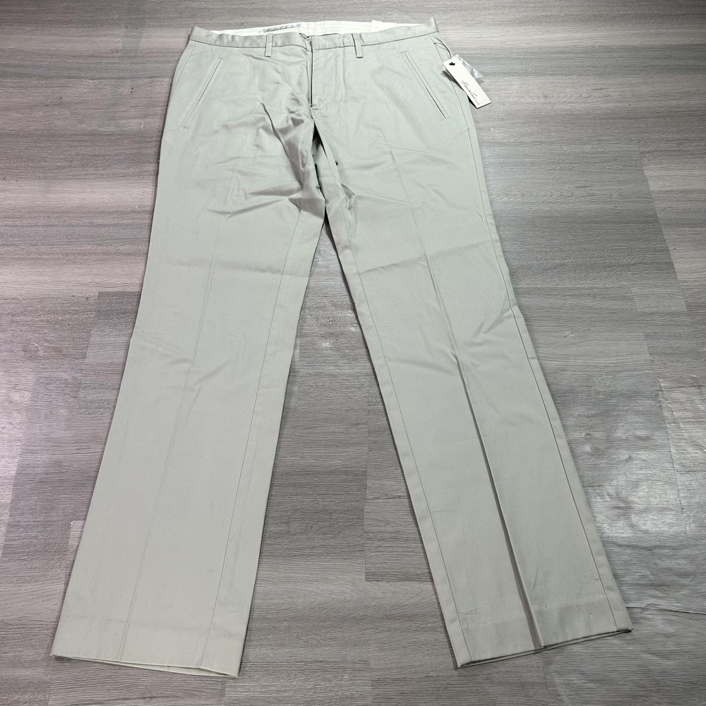 NEW Kenneth‎ Cole Pants Mens 32x32 Beige 100% Cotton Chino Straight Leg Dress